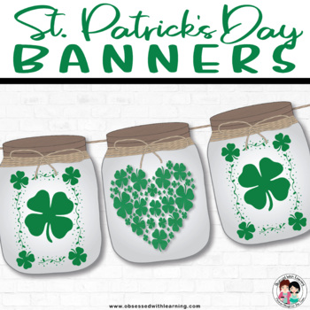 Preview of St. Patrick's Day Banner | Farmhouse Classroom | In-Person or Bitmoji Classroom