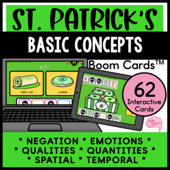 Preview of St. Patrick's Day Basic Language Concepts No Prep Speech Therapy Boom Cards™