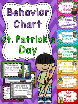 Preview of St. Patrick's Day Behavior Chart - March Classroom Management Display