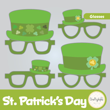 Preview of St. Patrick's Day Big Glasses with Leprechaun Hats | Craft Fun Activity
