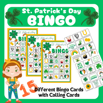 Preview of St Patrick's Day Bingo 15 Different Printable Cards Class Party Game