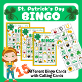 St Patrick's Day Bingo 15 Different Printable Cards Class 