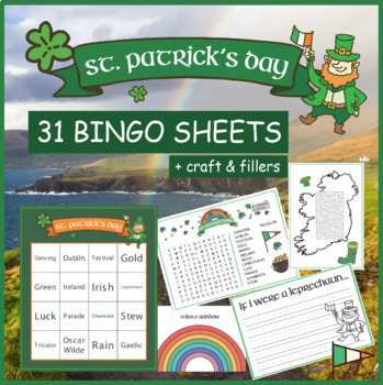 Preview of St. Patrick's Day Bingo Cards (31) + Craft + Puzzles / Fillers