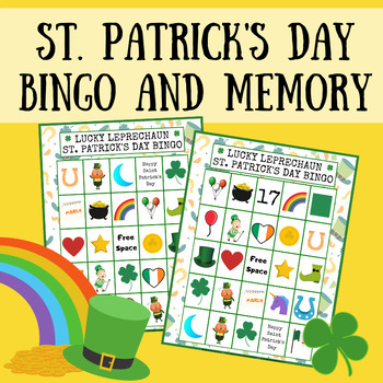 Preview of St. Patrick's Day Bingo Game - 20 Cards - BONUS Memory Game