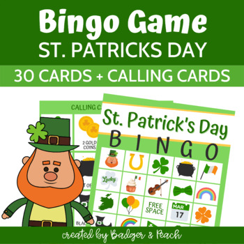 St. Patrick's Day Bingo Game - 30 unique Bingo cards + calling cards ...