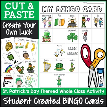 Preview of St. Patrick's Day Bingo Game | Cut and Paste Activities Bingo Template