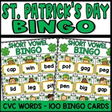 St. Patrick's Day Bingo Game Short Vowel CVC Words