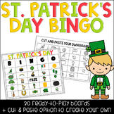 St. Patrick's Day Bingo March Activities Games 30 Pre-made