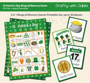 Preview of St Patrick's Day Bingo & Memory Game, St Patick's Day Printable Bingo & Memory