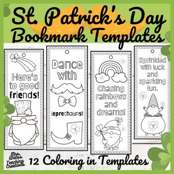 Preview of St Patrick's Day Bookmark Templates - St. Patty's Day Craft & Coloring In Pages