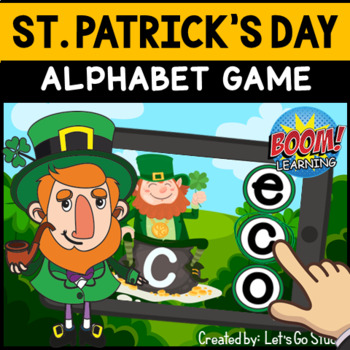 Preview of St. Patrick's Day Boom Cards Alphabet Game | Preschool Memory Letter Recognition