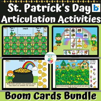 Preview of St. Patrick's Day Boom Cards™ Articulation Bundle of 4 Speech Therapy Activities