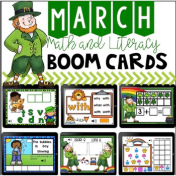 Preview of St. Patrick's Day Boom Cards Math and Literacy Bundle