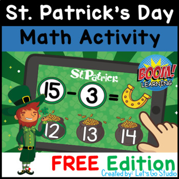 Preview of St. Patrick's Day Boom Cards Math and Literacy - FREE