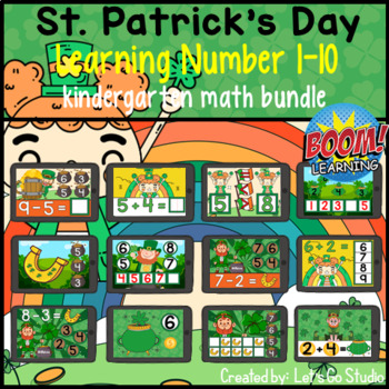 Preview of St. Patrick's Day Boom Cards Math and Literacy | St. Patrick's Day Math Activity