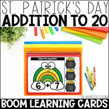 Preview of St. Patrick's Day Boom Cards for Addition up to 20 Math Fact Fluency Practice