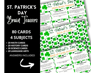 Preview of St. Patrick's Day Brain Teasers for Middle School