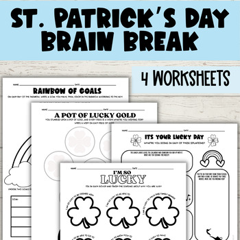 Preview of St. Patrick's Day Brian Break SEL Worksheets | March | Luck