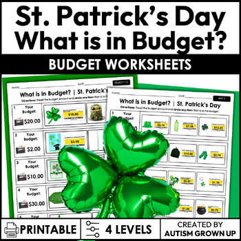 Preview of St. Patrick's Day Budget | Life Skills Worksheets for Special Education