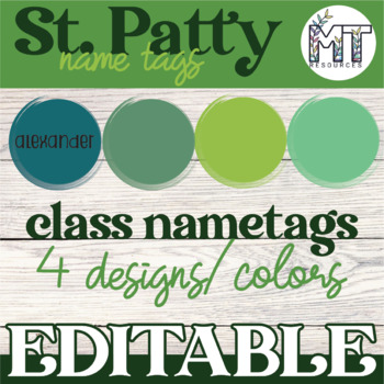 St. Patrick's Day Bulletin Board Circle Name Tags EDITABLE by MTResources