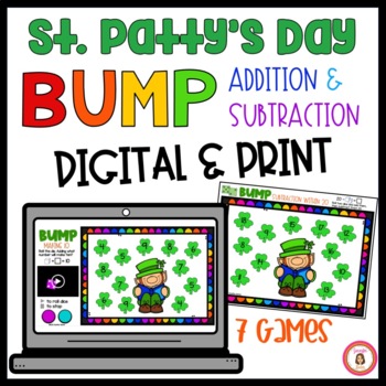 Preview of St. Patrick's Day Bump Addition & Subtraction Digital & Print
