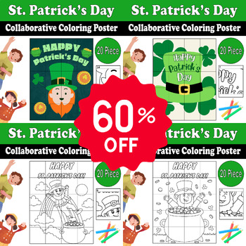 Preview of St. Patrick's Day Bundle: 5 Collaborative Coloring Posters for St. Patrick's