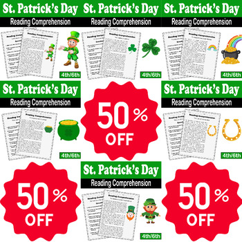 Preview of St. Patrick’s Day Bundle: 6 Reading Comprehension for 4th/6th | Spring activity