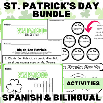 Preview of St. Patrick's Day Bundle - Activities - Bilingual - Spanish - Digital - Puzzles