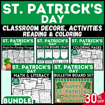 Preview of St. Patrick's Day Bundle: Activities Worksheets, Coloring and Classroom Decor