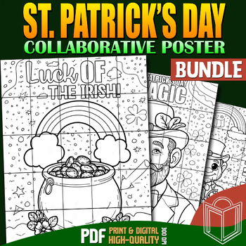 Preview of St. Patrick's Day Bundle: Collaborative Posters Coloring Craft, Classroom