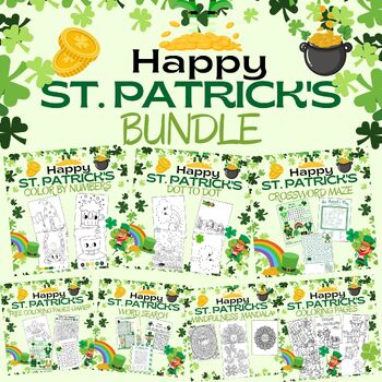 Preview of St. Patrick's Day Bundle Coloring pages Game Puzzle Spring Morning Work March
