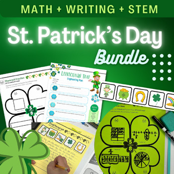 Preview of St. Patrick's Day Bundle: Fractions, Writing, STEM, Leprechaun Trap & Math