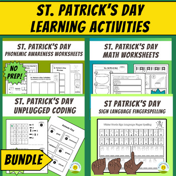 Preview of St. Patrick's Day Bundle: Math, Phonemic Awareness, Coding & Sign Language