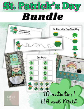 Preview of St. Patrick's Day Bundle-Pattys Day- Math and ELA activities-SPED, Kinder, 1st