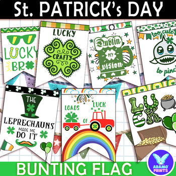Preview of St. Patrick's Day Bunting Flag Display Classroom Decor Bulletin Board Ideas