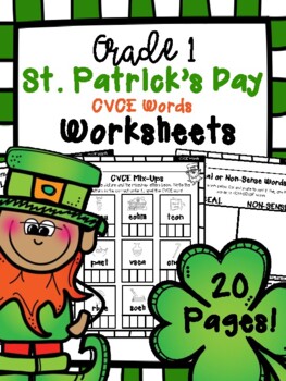 Preview of St. Patrick's Day CVCE Long Vowel Words Worksheets (First Grade)