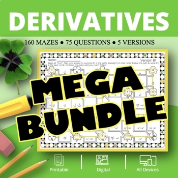 Preview of St. Patrick's Day: Calculus Derivatives BUNDLE Maze Activity
