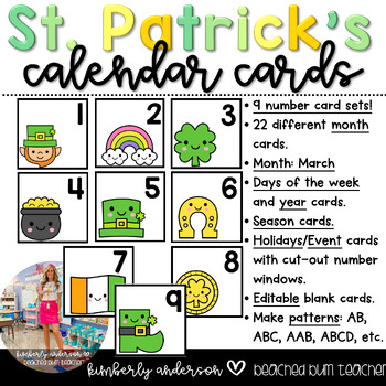 Preview of March: St. Patrick's Day Themed - Calendar Number Cards (Pocket Chart)