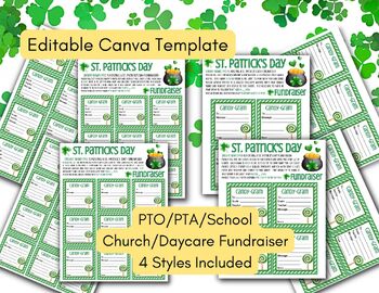Preview of St. Patrick's Day Candy Gram, School Fundraiser PTA PTO Editable Printable