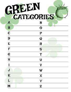 Preview of St. Patrick's Day Categories Game
