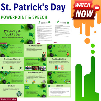 Preview of St. Patrick's Day Celebration: PowerPoint Presentation and Speech Bundle