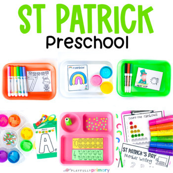 Preview of St Patrick's Day Centers + Activities, March Morning Tubs + Bins, PreK Preschool