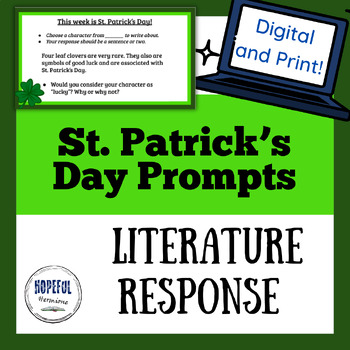 Preview of St. Patrick's Day Character Perspective Literature Response Prompts - No Prep!