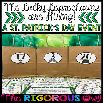 Preview of St Patrick's Day Classroom Event  The Lucky Leprechaun League is Hiring!