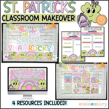 Preview of St. Patrick's Day Classroom Makeover Bundle | Trendy St. Patrick's Class Decor