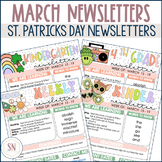 Retro St. Patrick's Day Classroom Newsletters | March Newsletters