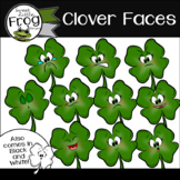 St. Patrick's Day Clip Art--Clover Faces
