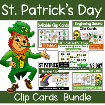 Preview of St. Patrick's Day Clip Cards Bundle | March