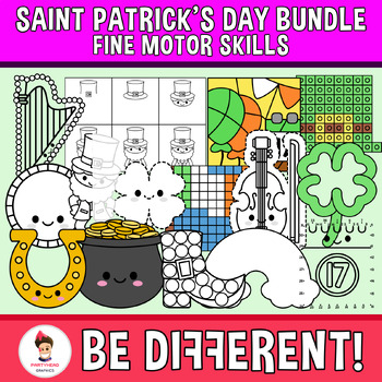 Preview of St. Patrick's Day Clipart Bundle Fine Motor Skills Pencil Control March