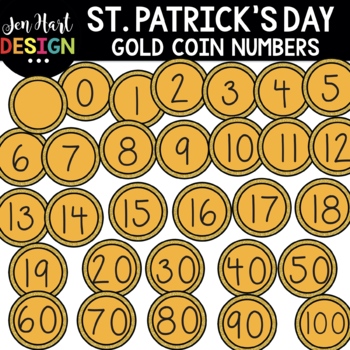 Preview of St. Patrick's Day Clipart - Gold Coin Numbers Clip Art - Jen Hart Design